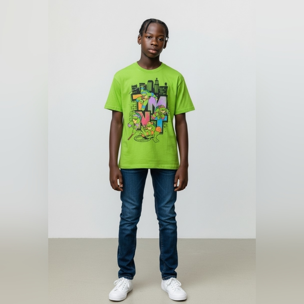 Nickelodeon Neon Green Boys Short-Sleeve Muntant Ninja Turtles Size 6 EUC